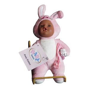 BABY born Cozy Cuties Soft Baby Doll Bunny Outfit Plastic Face Brown Eyes MWMT